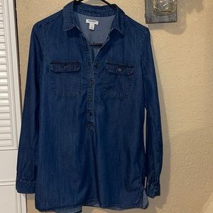 Old Navy Denim Partial Button Down Collared Shirt Size Small